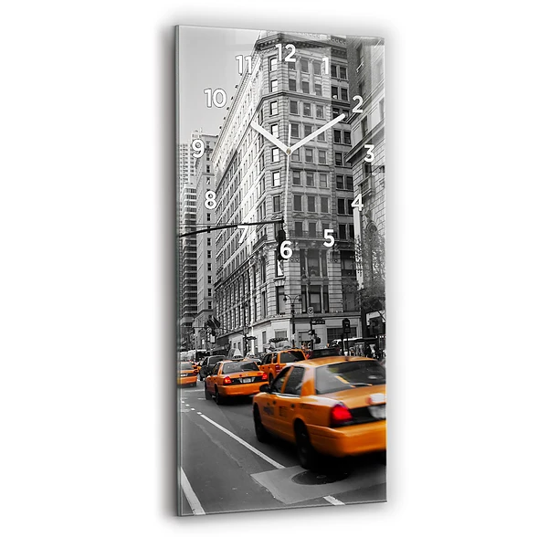 Vertikale Uhr mit motiv Manhattan und Taxis