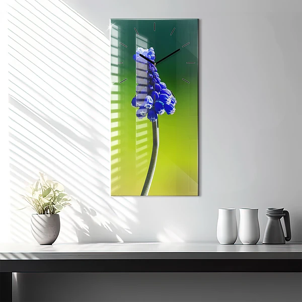 Vertikale Uhr mit motiv Blaue Blumen