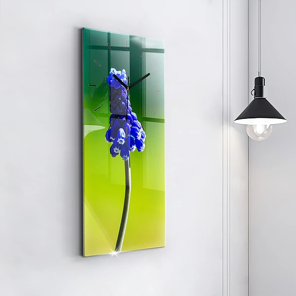 Vertikale Uhr mit motiv Blaue Blumen