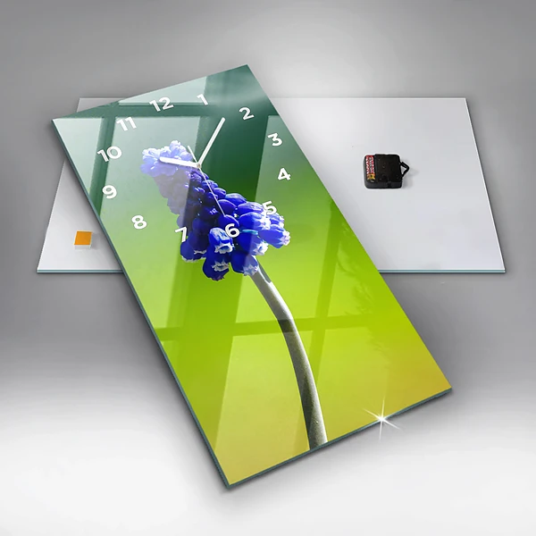 Vertikale Uhr mit motiv Blaue Blumen