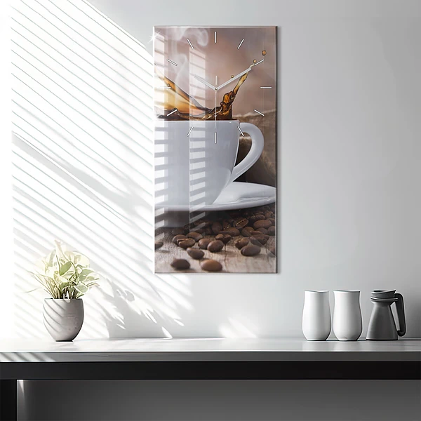 Vertikale Uhr mit motiv Eine Tasse Kaffee