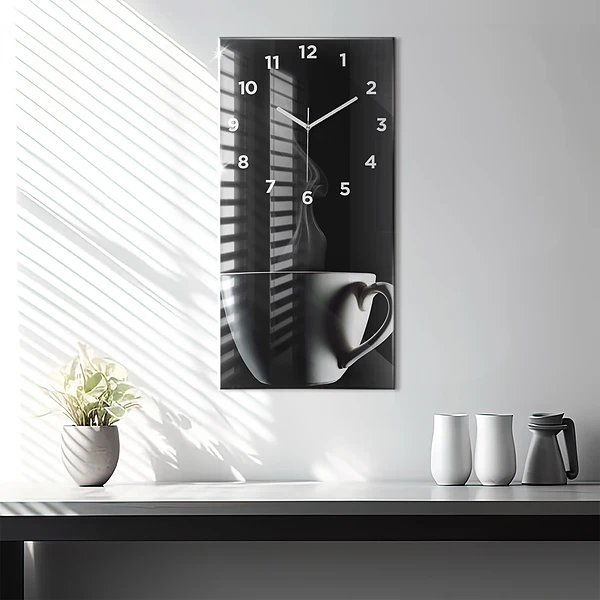 Vertikale Uhr mit motiv Tasse Kaffee