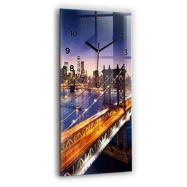 Vertikale Uhr mit motiv New York und der Sonnenuntergang