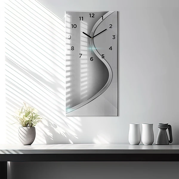 Vertikale Uhr mit motiv Graues Metall Abstraktion
