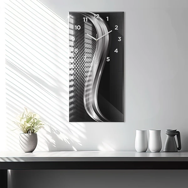 Vertikale Uhr mit motiv Schwarzes Metall Abstraktion