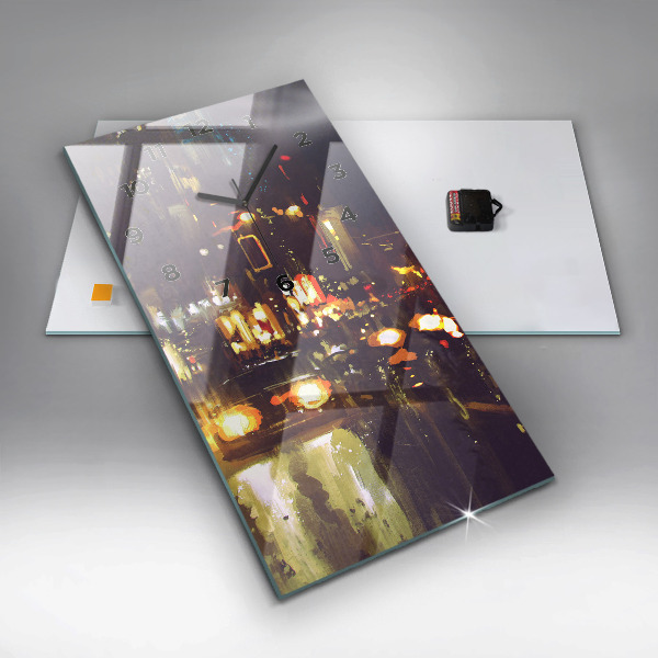 Vertikale Uhr mit motiv Gemalte Stadt