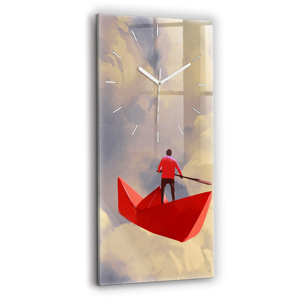 Vertikale Uhr mit motiv Papier-Schiffe