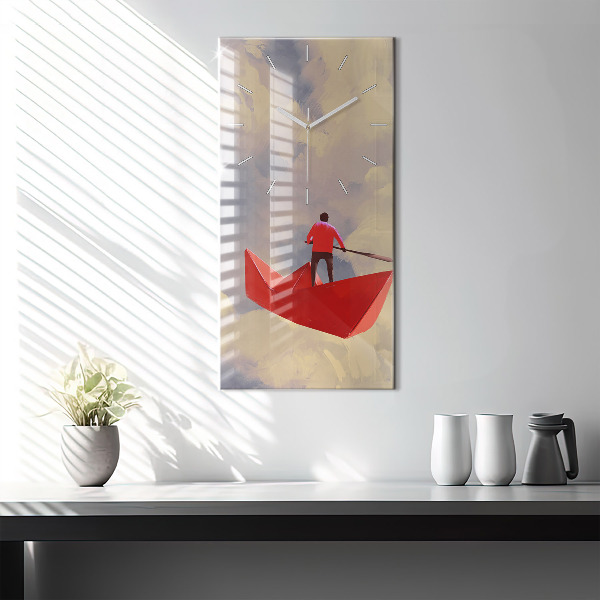 Vertikale Uhr mit motiv Papier-Schiffe