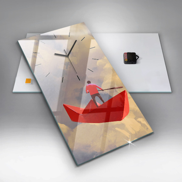 Vertikale Uhr mit motiv Papier-Schiffe