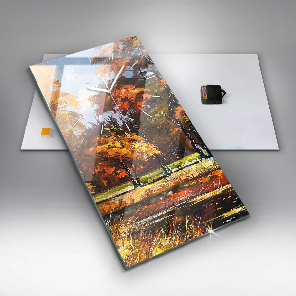 Vertikale Uhr Herbstlandschaft mit Fluss