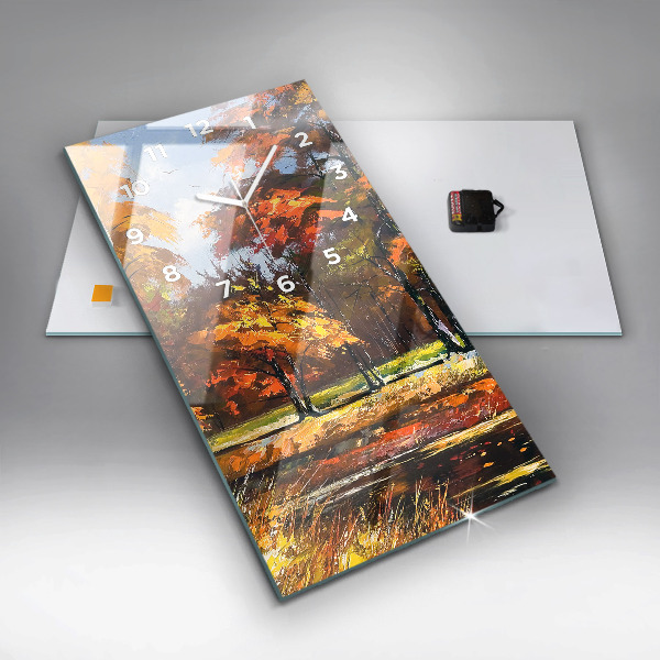 Vertikale Uhr Herbstlandschaft mit Fluss