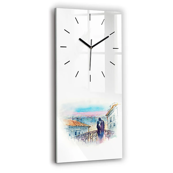Vertikale Uhr mit motiv Menschen auf Aquarell