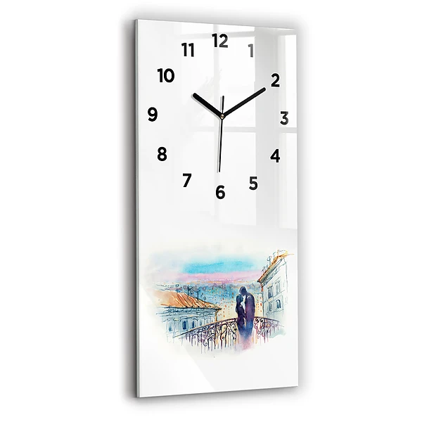 Vertikale Uhr mit motiv Menschen auf Aquarell