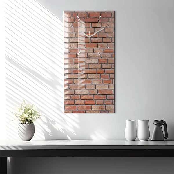 Vertikale Uhr mit motiv Backsteinmauer