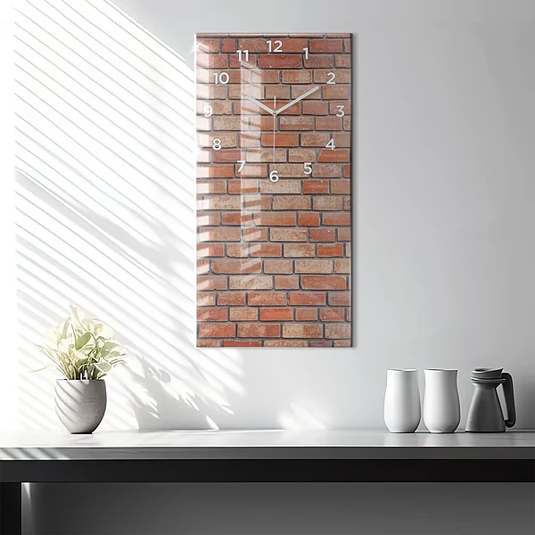 Vertikale Uhr mit motiv Backsteinmauer