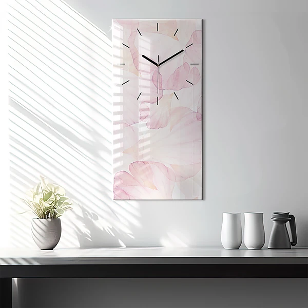 Vertikale Uhr Aquarellierte Blütenblätter