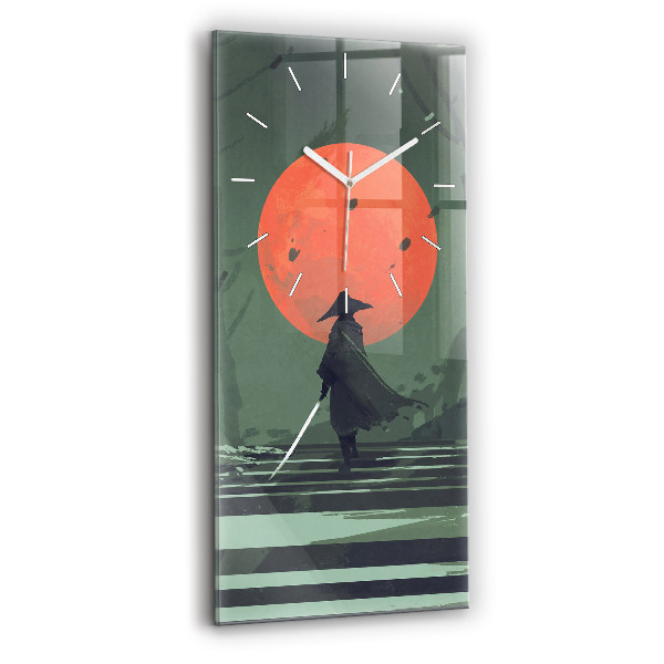 Vertikale Uhr mit motiv Samurai im Wald