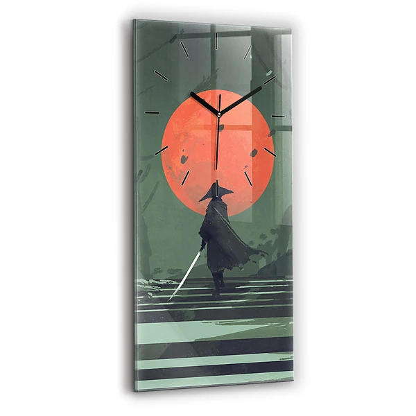 Vertikale Uhr mit motiv Samurai im Wald