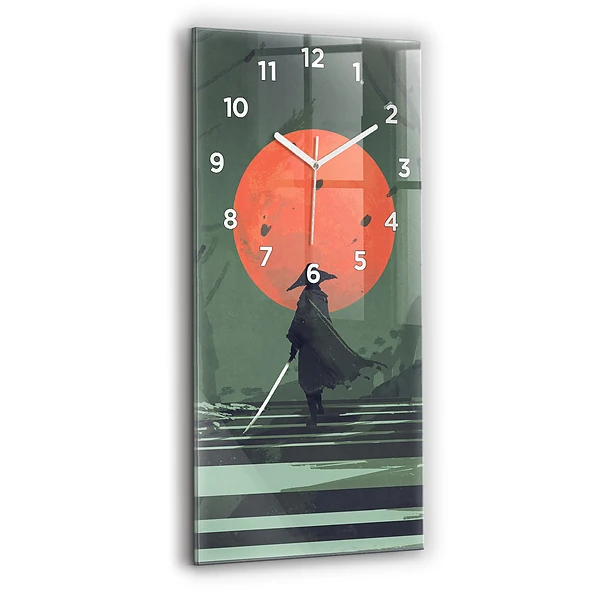 Vertikale Uhr mit motiv Samurai im Wald