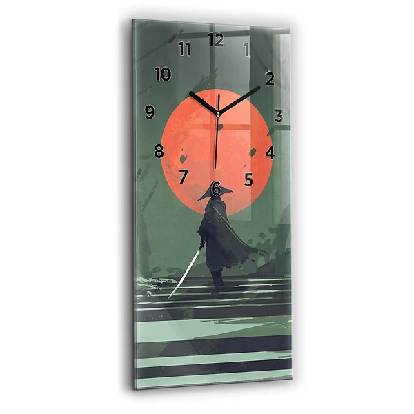 Vertikale Uhr mit motiv Samurai im Wald