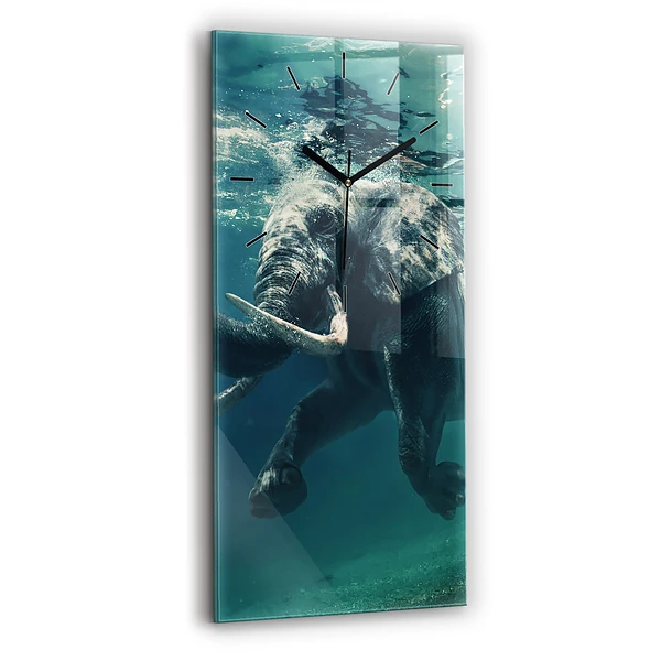 Vertikale Uhr mit motiv Schwimmender Elefant im Ozean