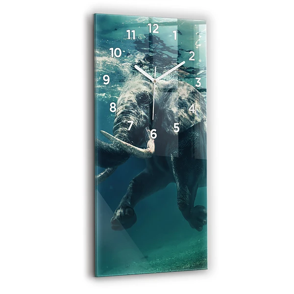 Vertikale Uhr mit motiv Schwimmender Elefant im Ozean