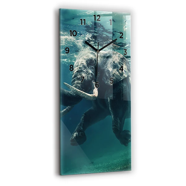 Vertikale Uhr mit motiv Schwimmender Elefant im Ozean