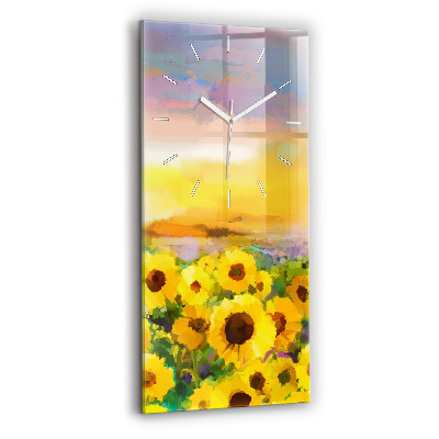 Vertikale Uhr mit motiv Feld mit Sonnenblumen