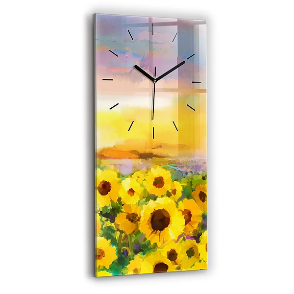 Vertikale Uhr mit motiv Feld mit Sonnenblumen