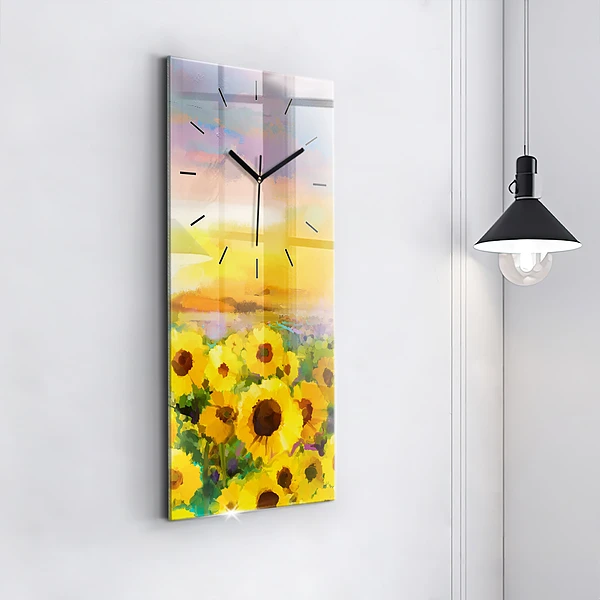 Vertikale Uhr mit motiv Feld mit Sonnenblumen