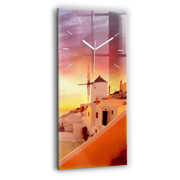 Vertikale Uhr mit motiv Alte Windmühle in Santorini