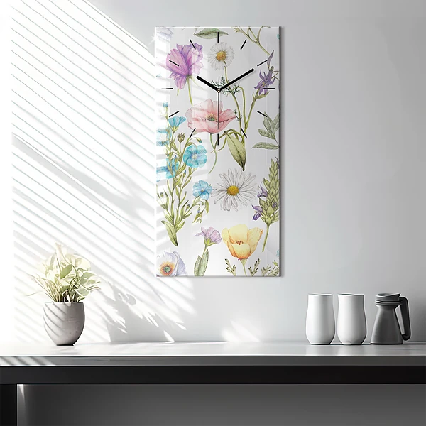 Vertikale Uhr mit motiv Komposition von Blumen