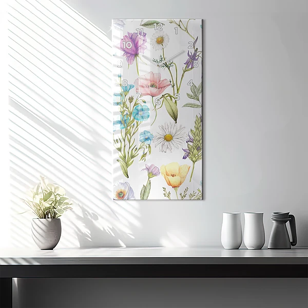 Vertikale Uhr mit motiv Komposition von Blumen