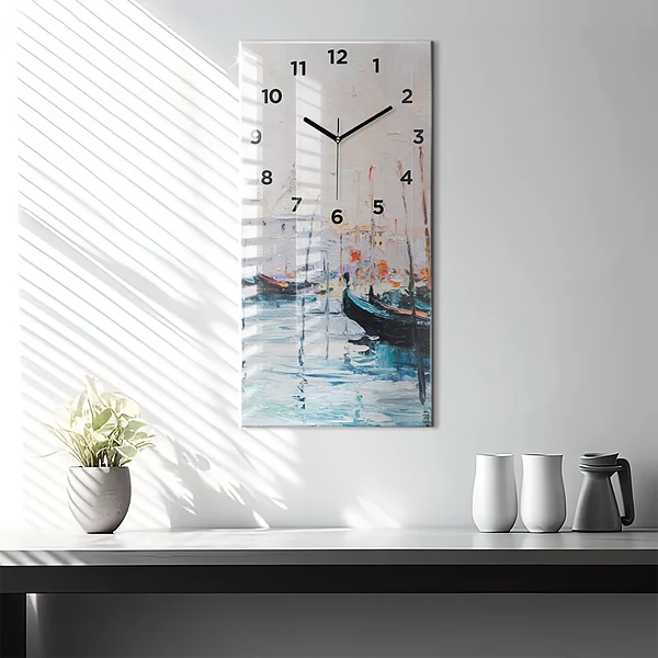 Vertikale Uhr mit motiv Ölgemälde Jacht Meer