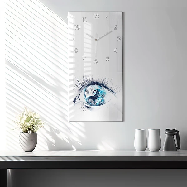 Vertikale Uhr mit motiv Illustration eines Wolfs