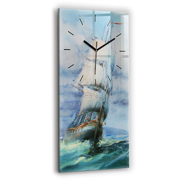 Vertikale Uhr mit motiv Schiff auf dem Wasser
