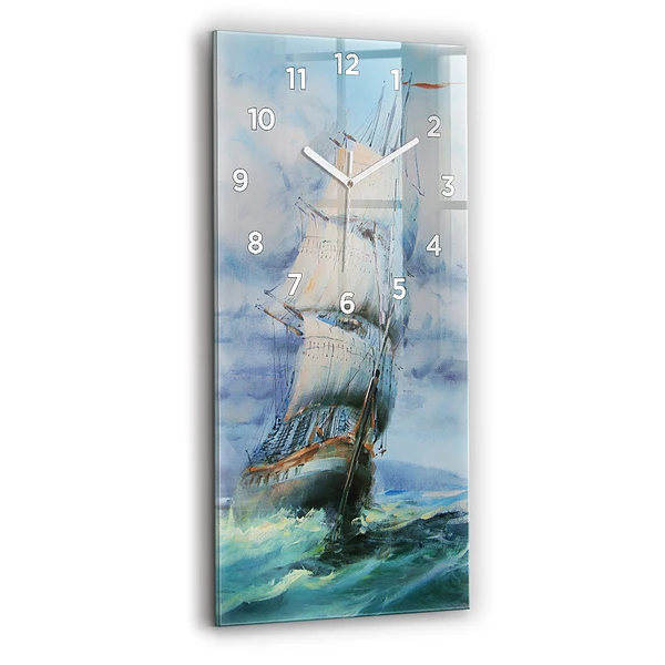 Vertikale Uhr mit motiv Schiff auf dem Wasser