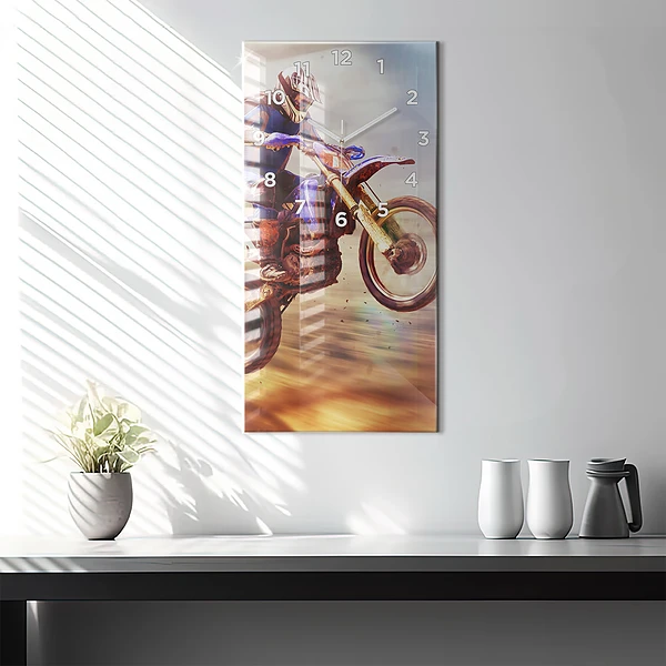 Vertikale Uhr mit motiv Enduro-Motocross