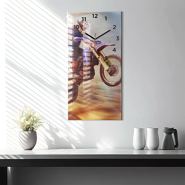 Vertikale Uhr mit motiv Enduro-Motocross