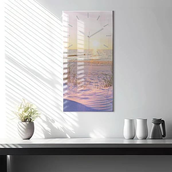 Vertikale Uhr mit motiv Polnischer Sonnenuntergang am Meer