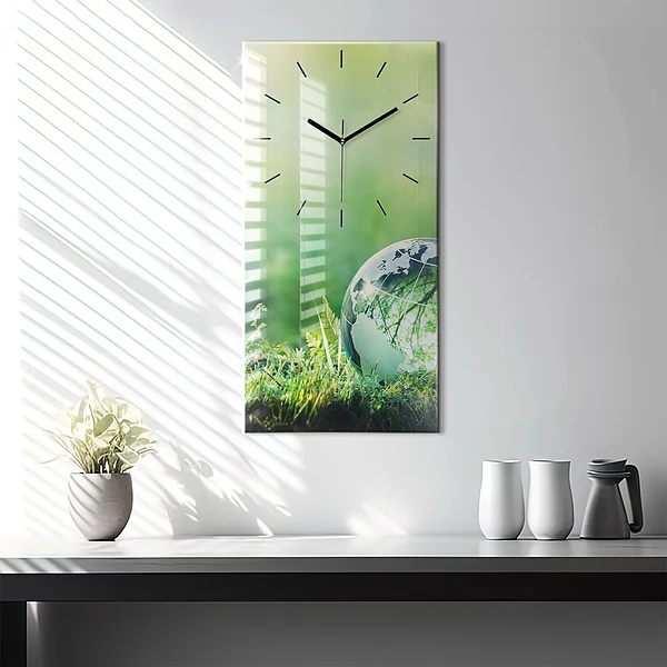 Vertikale Uhr mit motiv Weltkugel