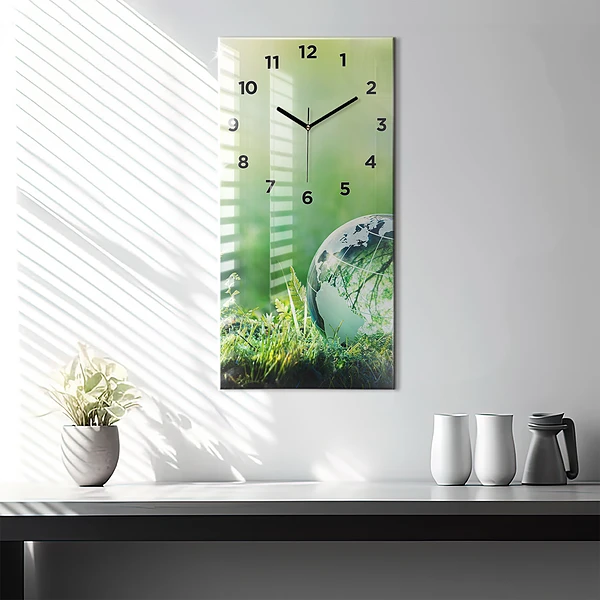 Vertikale Uhr mit motiv Weltkugel