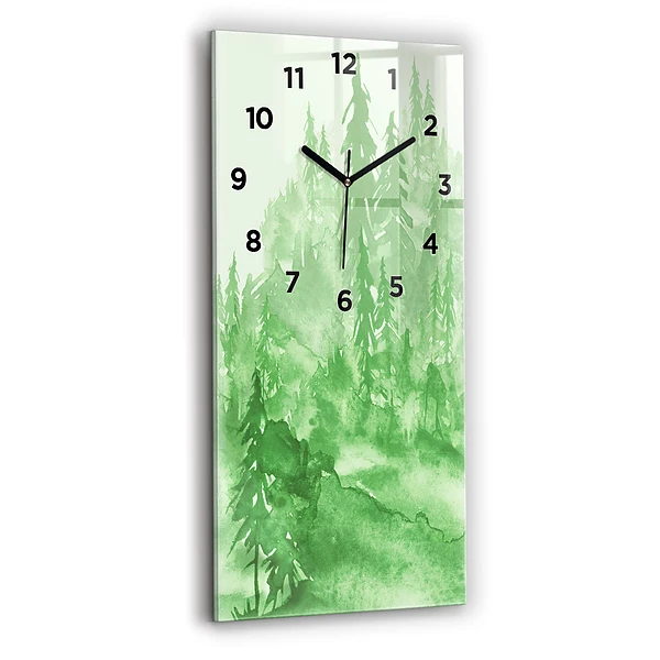 Vertikale Uhr mit motiv Gemälde eines grünen Waldes