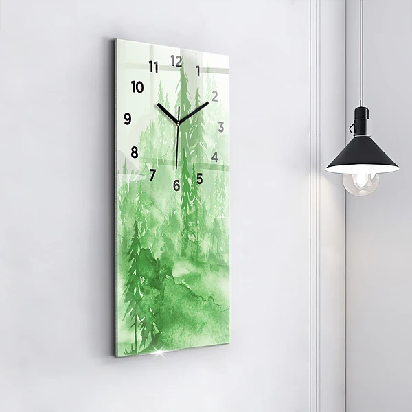Vertikale Uhr mit motiv Gemälde eines grünen Waldes
