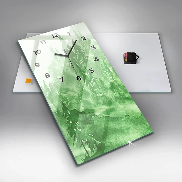 Vertikale Uhr mit motiv Gemälde eines grünen Waldes