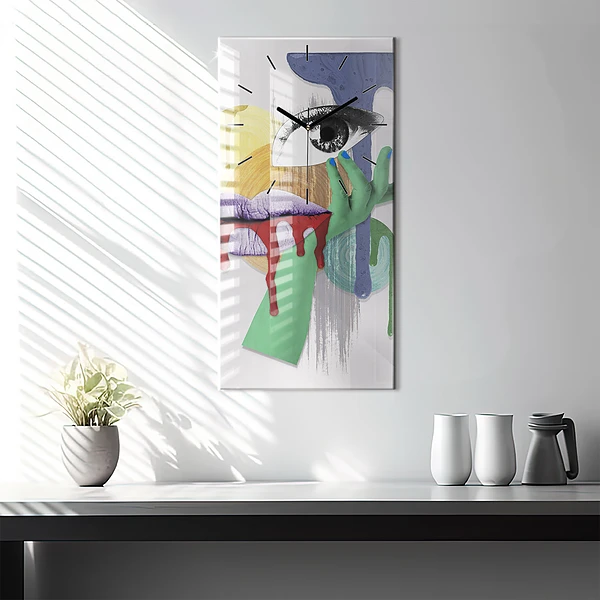 Vertikale Uhr mit motiv Surrealistische Collage