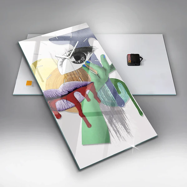 Vertikale Uhr mit motiv Surrealistische Collage