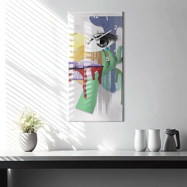 Vertikale Uhr mit motiv Surrealistische Collage