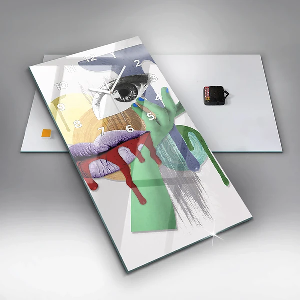 Vertikale Uhr mit motiv Surrealistische Collage