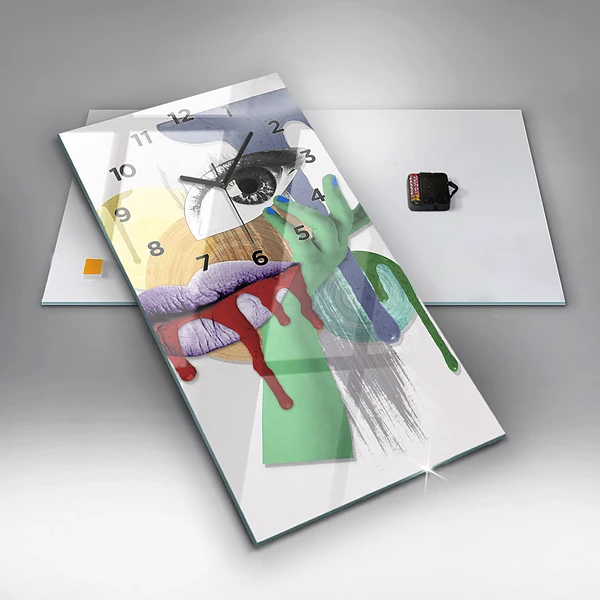 Vertikale Uhr mit motiv Surrealistische Collage